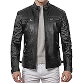 Men's Black Genuine Lambskin Leather Biker Jacket VINTAGE REAL MOTORCYCLE JACKETS FOR MEN (US, Alpha, X-Large, Regular, Regular, UBLACK)