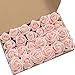 Ling's moment 24pcs Artificial Blush Rose Buds & Petite Roses w/Stem for DIY Wedding Bouquets Boutonnieres Corsages Table Centerpieces Decorations