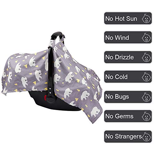 MHJY Carseat Canopy Cover Nursing Cover Breathable Baby Car Seat Canopy Polar Bear Carseat Canopy for Girl Boy Baby Shower Gift Multi-use Cover for Breastfeeding Moms