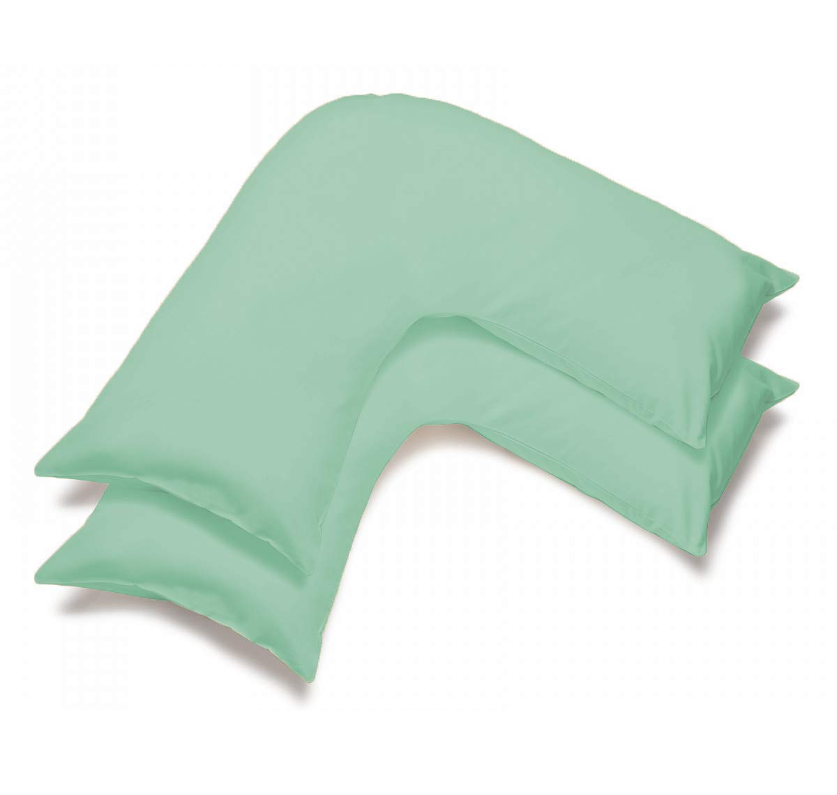 mFabrics Pack of 2 | Poly-Cotton Plain Dyed V Pillow Covers | UK V-Shaped Pillowcase Pair (Duck Egg) — image 1