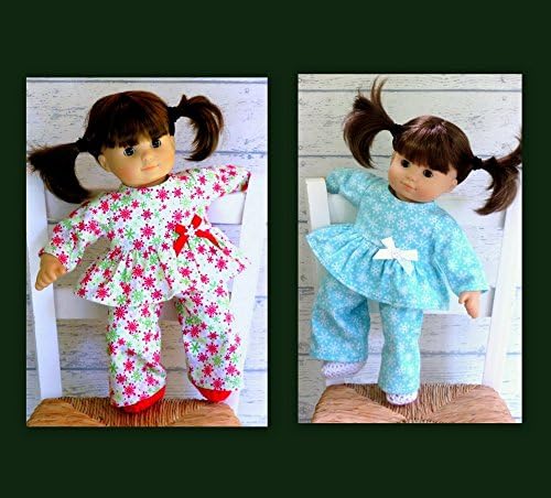 Flannel Snowflake Doll Pajamas with Slippers, fits 15 inch dolls such as Bitty Baby and Bitty Twin