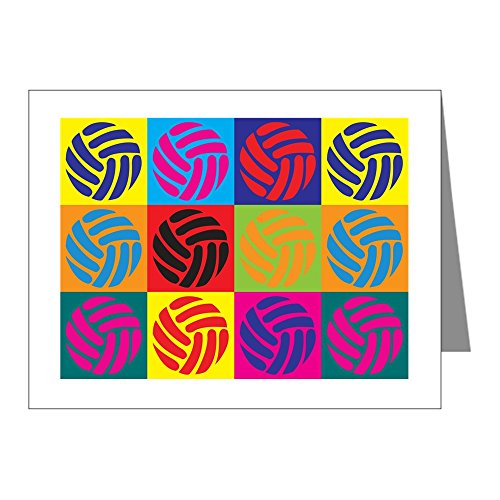 CafePress - Volleyball Pop Art Note Cards (Pk of 20) - Blank Note Cards (Pack of 20) Matte