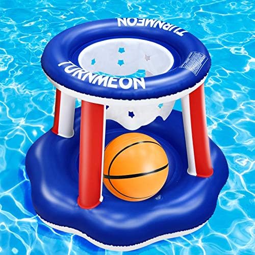 TURNMEON Inflatable Swimming Pool Basketball Hoop Pool Float Set Inflatable Pool Toys Water Games with Ball for Kids Adults Summer Pool Party Fun Games Beach Ball Outdoor Water Toys Sports Game Set