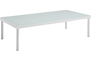 Modway Harmony Outdoor Patio Aluminum Coffee Table With Tempered Glass in White