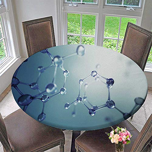 Chateau Easy-Care Cloth Tablecloth d of Molecule Model Science Background with Molecules and Atoms for Home, Party, Wedding 40"-43.5" Round (Elastic Edge)