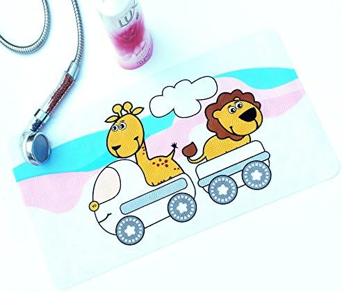 WARRAH Kids Bath Mats Non Slip Baby Anti Mould Shower Mat for Childrens,Anti-Bacterial,Machine Washable,16x27.5 inch Fits Any Size Bath Tub (Lion)
