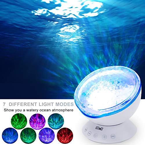 AZIMOM Ocean Wave Projector Remote Control 12Led 7 Colors Undersea Wave