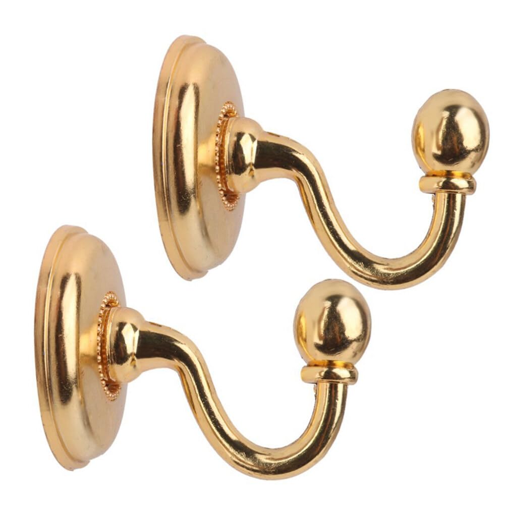 2pcs Vintage Alloy Curtain Holdbacks Pommel Tieback Hooks for Wall Door Decorative Hangers for Hats Coats Elegant Golden Finish
