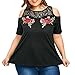 TOPUNDER 2018 Summer Cold Shoulder T-Shirt Womens Floral Tops Embroidered Plus Size Blouse