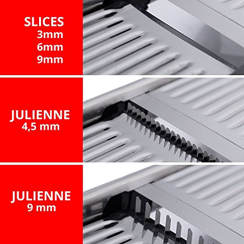 [Upgraded] Mandoline Slicer with FREE Cut-Resistant Gloves & Blade Guard â€“ Adjustable French Fry Cutter and Vegetable Slicer, Food Slicer, Vegetable Julienne â€“ Premium Stainless Steel Design
