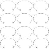 SUNNYCLUE 12Pcs Silver Bangle Making Ball Bangle Cuff Bulk Metal Brass Plated Simple Closure Adjustable Wire Expandable Ball Charm Beads Bangles Cuffs for Crafting DIY Jewelry Bracelet Making Beginner