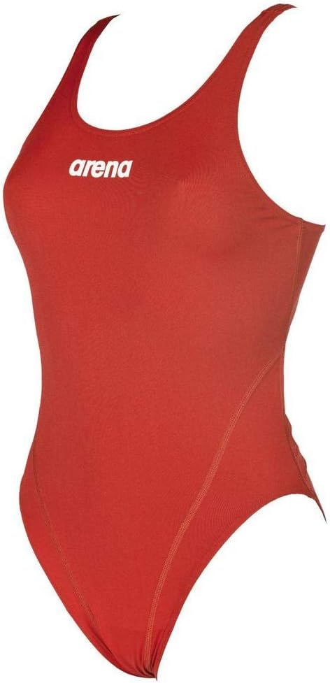arena W High Women's Solid Swim Tech High Sports Swimsuit, womens, 2A241, Red-White, 34, 28 - Image 4