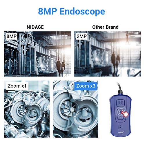 8.0MP HD NIDAGE Wireless Endoscope Auto Focus WiFi Borescope with 12