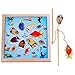Lewo Magnetic Wooden Puzzle Fishing Game Playset with 11 Fishes and 2 Poles