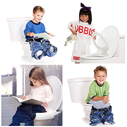 Elongated Potty Training Next Step Toilet Seat with Builtin Child Seat