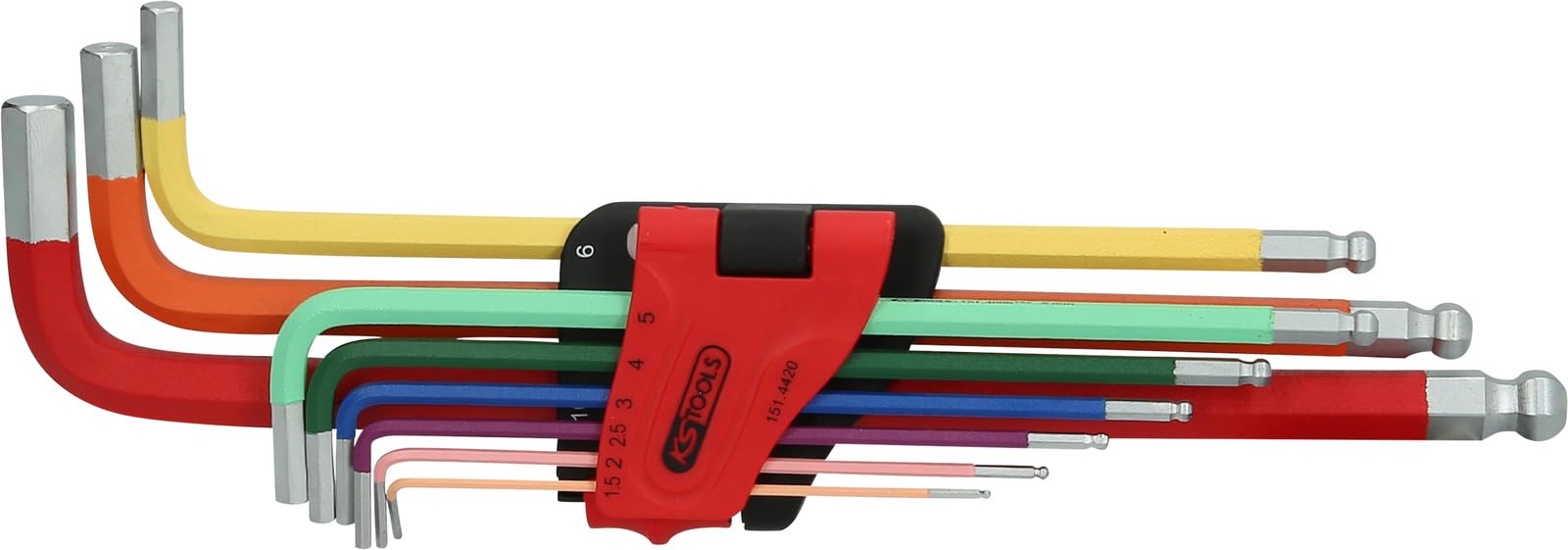 KS Tools 151.4420 Ball Ended Hexagon Key Wrench Set, Extra Long, 9 pcs.