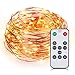 SENQIAO 4 Modes 33ft/100LEDs Remote Controlled Led String Starry Lights, Warm White Waterproof Flexible Copper String Lights With UL Certified Adapter for Garden, Patio, Tree, Party, Christmas