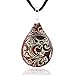 Chuvora Hand Blown Venetian Murano Glass Glitter Red Flower Art Teardrop Pendant Necklace, 17-19 inches
