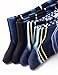 Vero Monte 4 Pairs Mens Knitted Patterned Casual Dress Socks - Zebra + Stripes