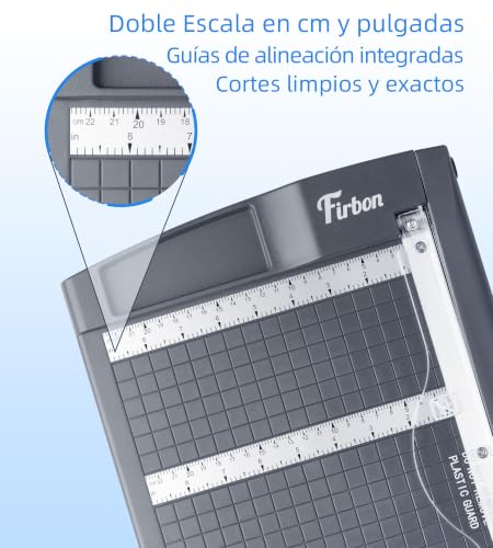 Firbon Guillotine Paper Cutter 30 cm, Cutting Capacity up to 12 A4 Sheets 80 g/m², with Safety Lock and Precision Ruler, for Office, School, Crafts and Photos