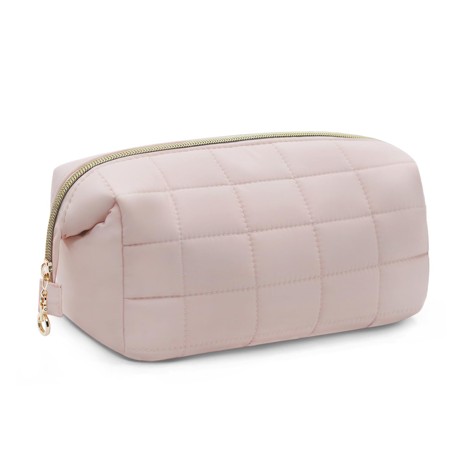 LJCZKA Large Portable Makeup Bag Capacity Puffy Lightweight Large Wide-Open Travel Bag Organizer Bag,Travel Pouch for Travel Essentials Toiletries Accessories Brushes (Pink)