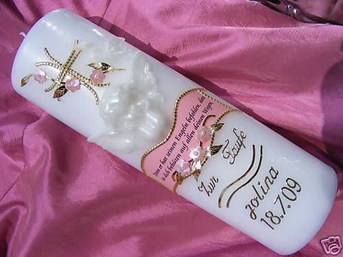 Veasion Baptism candle communion candle boy girl 250/70 mm with beautiful saying VT-24 including accessories for self-labeling