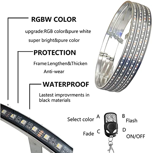 JXOFROAD 15.5 " RGBW Wheel Rim Light Auto Ring Lights,288 LEDs MultiColor and Super Bright Pure