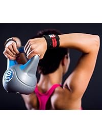 Muñequeras para entrenamiento de 14 o 20 pulgadas (Par), de tejido de rizo con trabillas para los pulgares para levantamiento de peso y pesas rusas con libro electrónico adicional