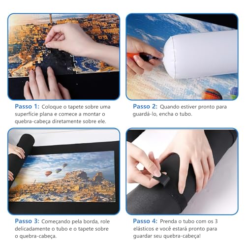 Porta Puzzle, Porta Quebra Cabeça 1000 1500 2000 3000 Peças, Tapete Quebra Cabeça Enrolável, com 4 Separador de Peças Quebra Cabeça e Bolsa de Armazenamento Portátil (Cinza)