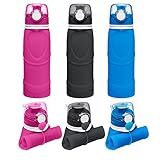 Hydrosak Collapsible Water Bottle with Carrying Handle, 750 ml | Folds Down for Compact Storage | Leakproof, Lightweight, Dishwasher Safe | Nontoxic, Odorless, Tasteless