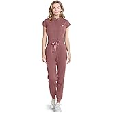Eadflie Scrub Jumpsuit for Women - Stand-Up Collar One Piece Scrubs, 7 Pockets Comfortable Scrubs Set for Nurses & Doctors