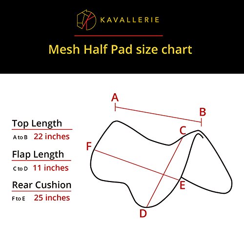 Kavallerie 3D Air-Mesh Half Pad, Black, for Impact Protection & Therapeutic Gel Padding for Maximum Support and Stability, Best for Horses Under Saddle, Dressage, Jumping & Training