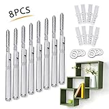 king do way 8Pcs Floating Shelf Brackets Wall Supporting Pins with Screw Hardware for Hidden Shelf Wood Shelf Wall Shelf Installation 184mm Silver 184mm