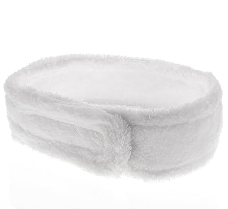Kosmetik Mikrofaser Haarband, Kosmetex Stirnband weiß, Klettverschluss, Haarschutz bei Schminken, Sport, Yoga, 68cm