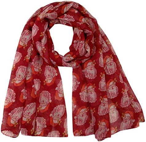 Keepwin Women's Christmas Santa Claus Snowflake Scarf - Lightweight Printed Scarf, Head Scarves, Cosplay Costume