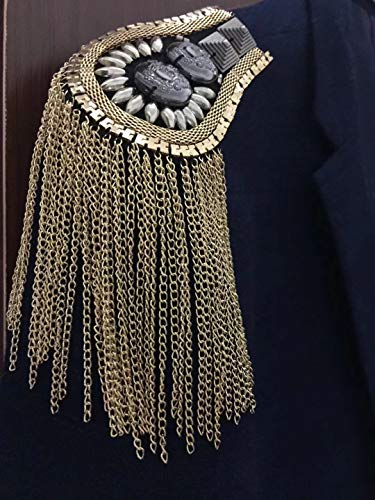 HinLot 1 Pair Fringe Epault Uniform Shoulder Badge Steampunk Costume Accessories (Gold)