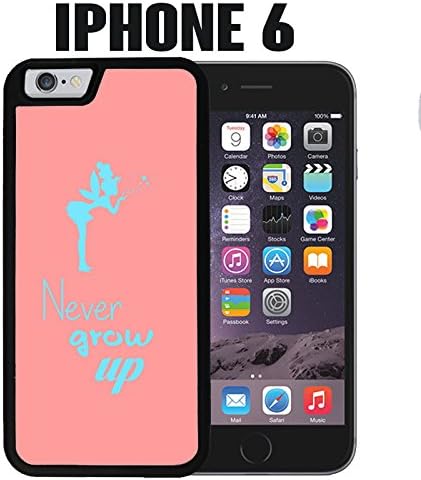 iPhone Case Never Grow Up for iPhone 6 Rubber Black (Ships from CA) With Free .33 mm Premium Tempered Glass Screen Protector