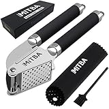 Garlic Press Best Professional Stainless Steel Gadget By MiTBA User Friendly Easy To Clean And Highly Durable. Silicone Tube 
