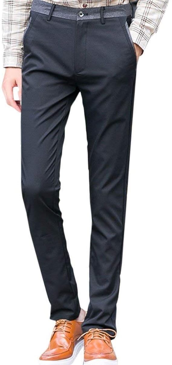 HaiDean Men's Lightweight Casual Pants Slant Pocket Straight Formal