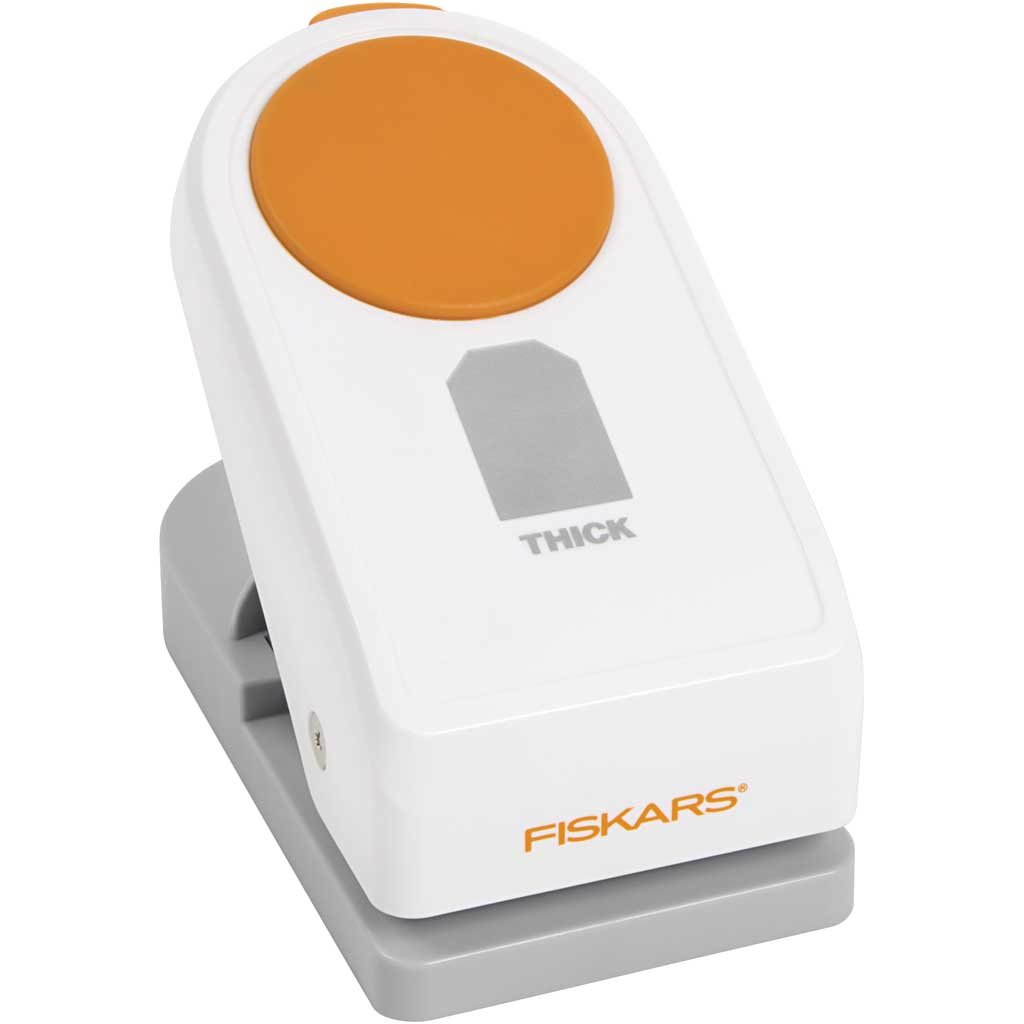 Fiskars Power Punch XL - Tag, Ø 5 cm, For Left- and Right-handed Use, Steel/Plastic, White/Orange, 1020497