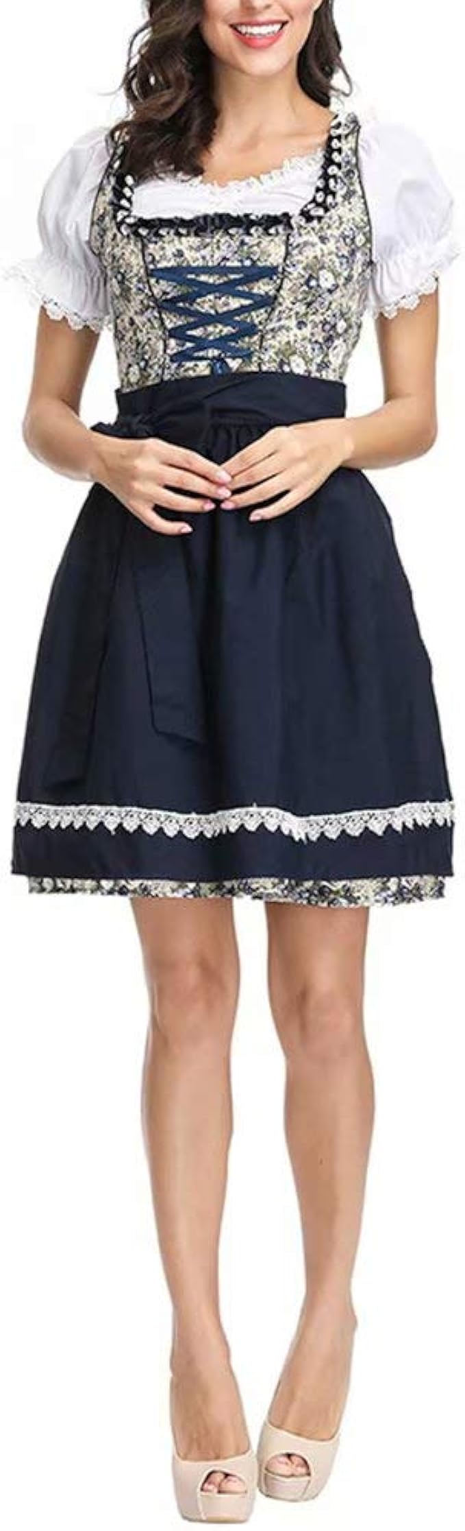 Nisake Damen Dirndl Oktoberfest Kostüm Tracht Trachtenkleid Kleid Bluse And Schürze Maid Tavern