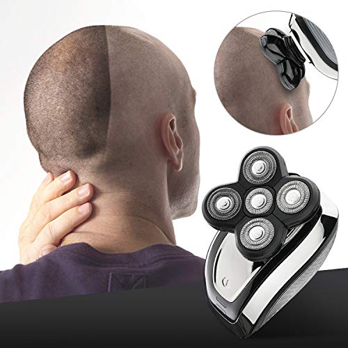 Electric Razor for Men Electric Shaver Razor Men's Waterproof 5 in1 Bald Hair Trimmer Cordless Grooming Kit Five-Headed Beard Trimmer USB Rechargeable - Thumbnail 4