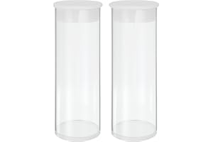 MECCANIXITY Transparent Plastic Storage Tubes, 1 9/16" x 4"(40x100mm) Polycarbonate Clear Rigid Round Storage Tubing with Black Lid, 2 Set