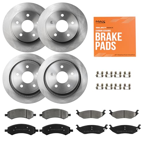 MAX Advanced Brakes - Brake Kit For 2006-2018 Dodge Ram 1500, 2019-2023 Ram 1500 Classic| Carbon Ceramic Brake and Rotor Kit Front and Rear| OE Replacement Brake Rotors