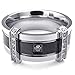 KONOV Mens Cubic Zirconia Stainless Steel Ring, Charm Elegant Wedding Band, Black, Size 12