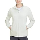 M MAELREG Fleece Lined Jacket Women Mock Neck Performance Water-Resistant Lightweight Stretch Athletic Jackets with Pockets