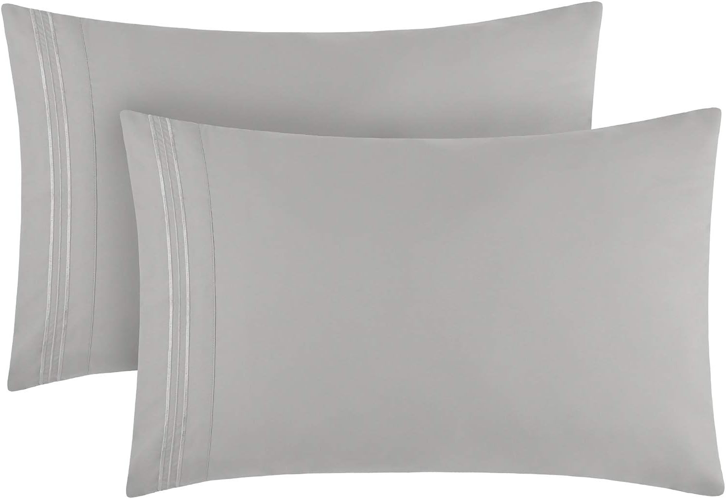 Mellanni Luxury Pillowcase Set - Brushed Microfiber 1800 Bedding - Wrinkle, Fade, Stain Resistant - Hypoallergenic (Set of 2 Standard Size, Light Gray): Home & Kitchen