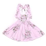 Flofallzique Cotton Vintage Floral Girls Dress backless Dress For Party