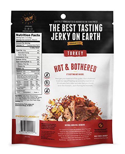 Perky Jerky Turkey Hot & Bothered, 2.2 ounce bag