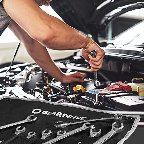 GEARDRIVE 10-piece Flare Nut Wrench Set, Standard & Metric, Organizer Pouch Included